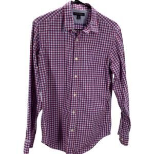 BANANA REPUBLIC Red Blue Plaid Shirt Small